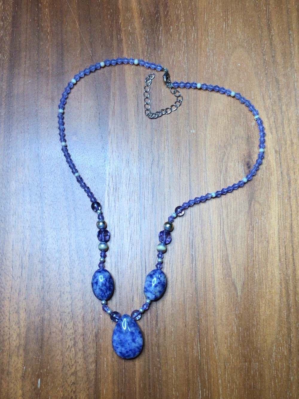 Vintage Sodalite Beaded Pendant Necklace - Women Jewelry